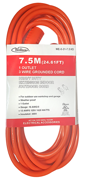 Indoor/Outdoor Extension Cord, 50 ft, 13 A, Orange