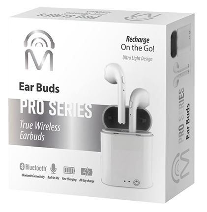 M PRO SERIES TRUE WIRELESS BLUETOOTH® STEREO EARBUDS with BUILT-IN MIC ...